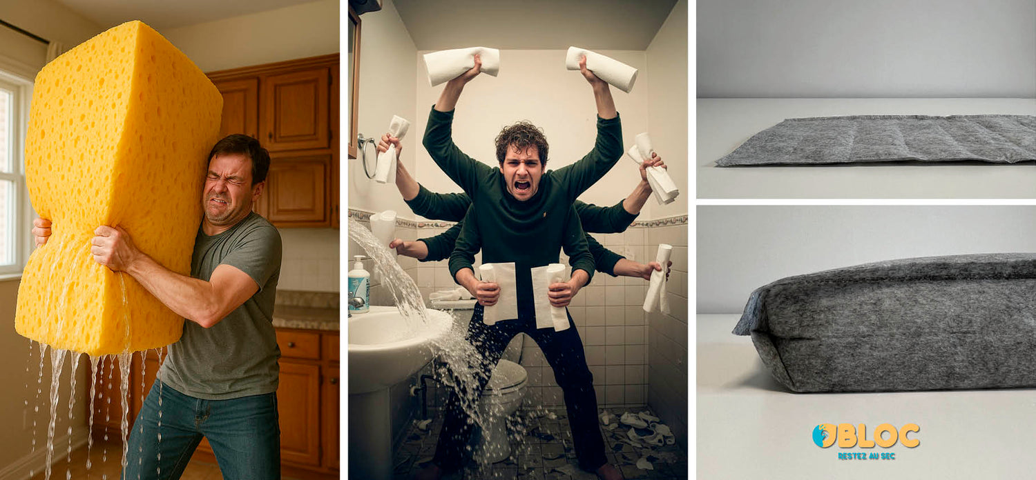 gestion dégùt des eaux avec éponge géante VS sacs OBLOCŸ
