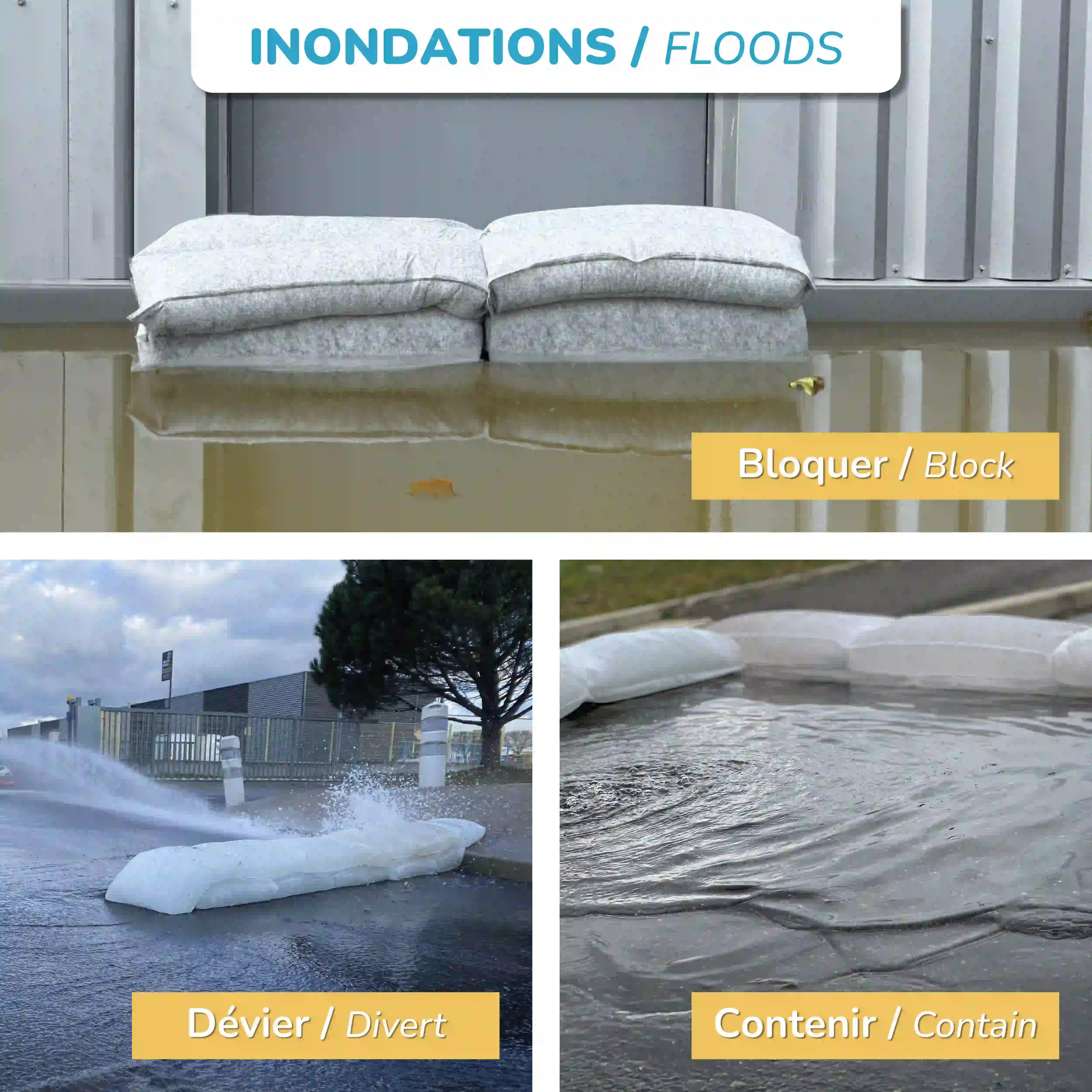 Sac anti inondation | Barrière absorbante contre les fuites et dégâts des eaux