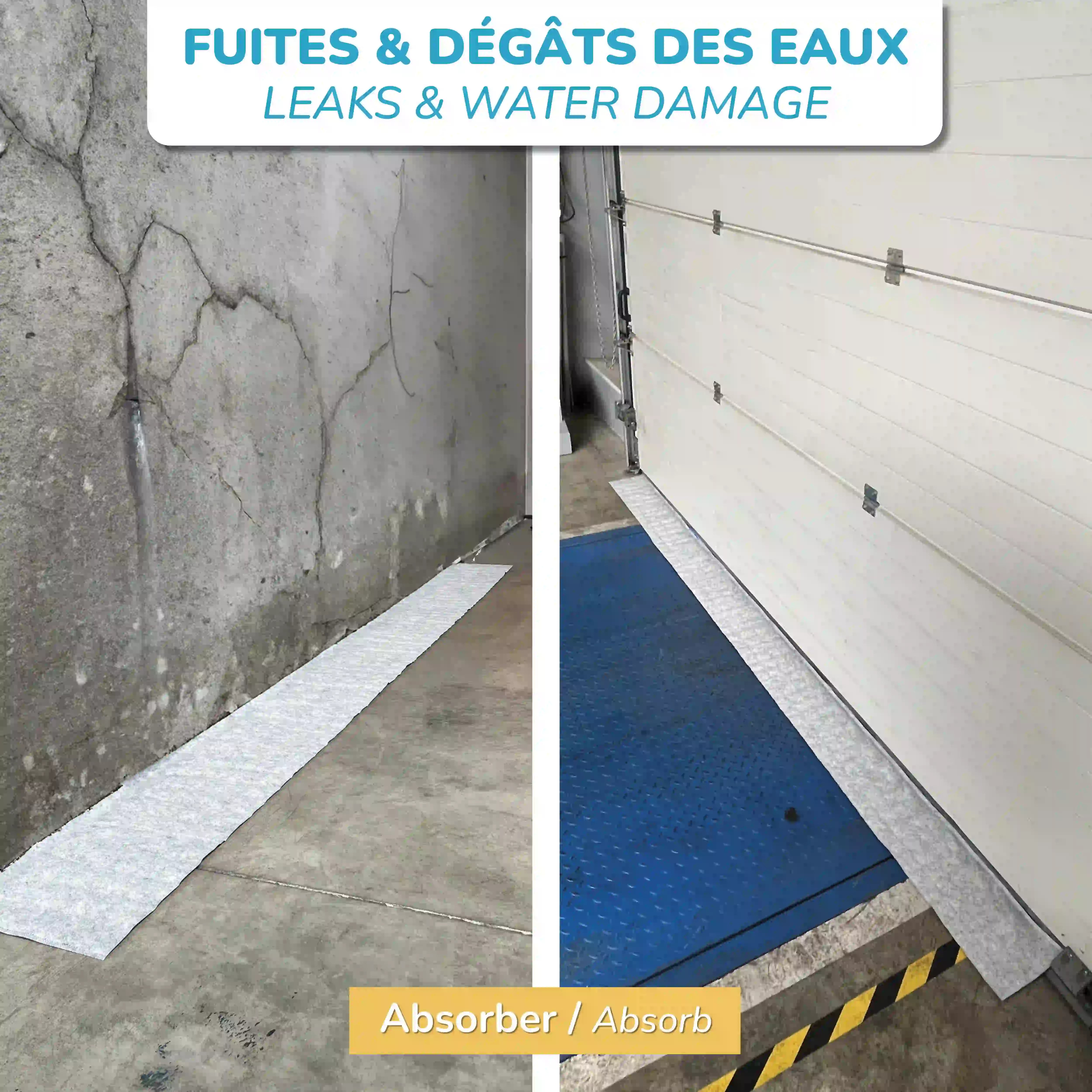 Flood sock | Absorbent barrier against leaks and water damage
