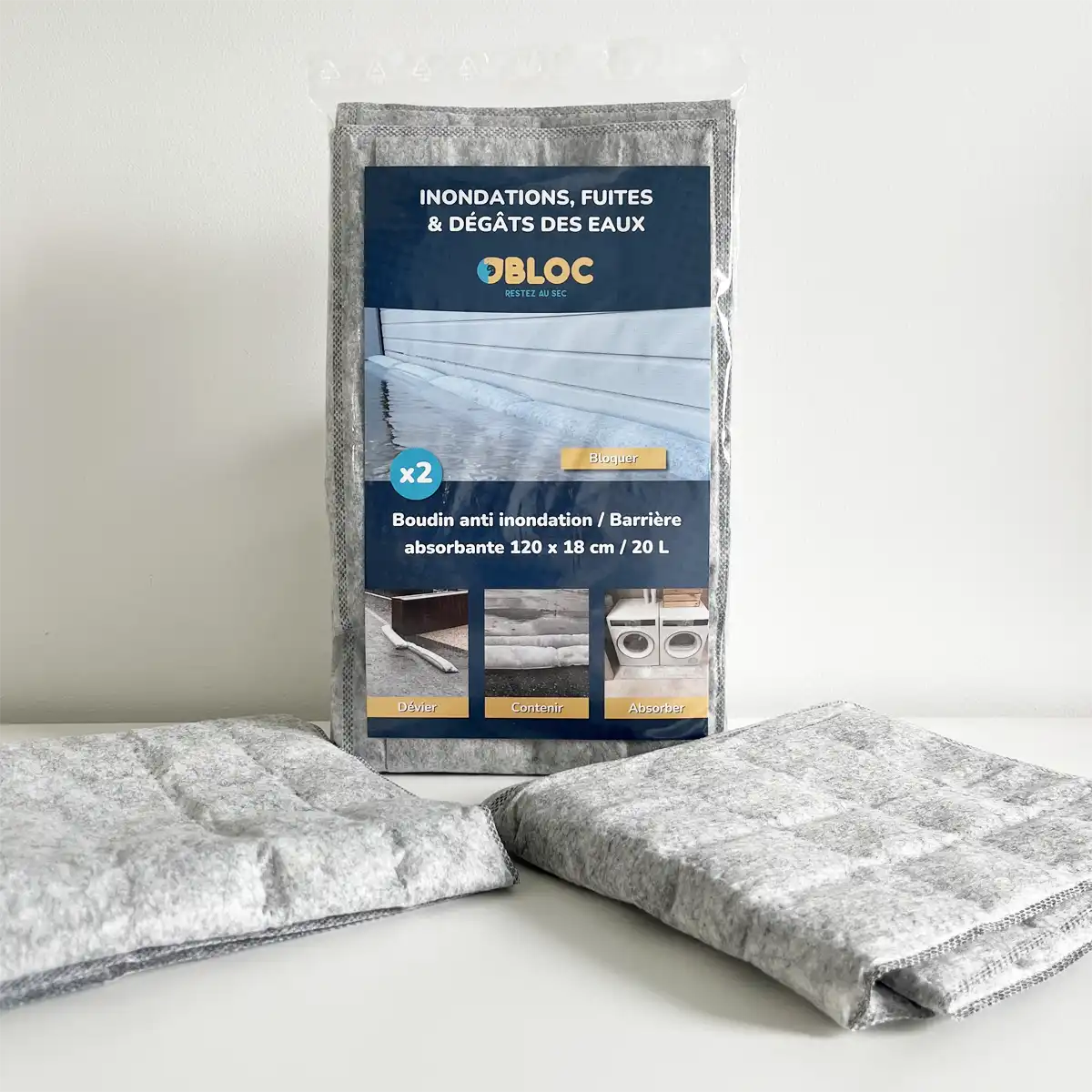 Boudin anti inondation | Barrière absorbante contre les fuites et dégâts des eaux