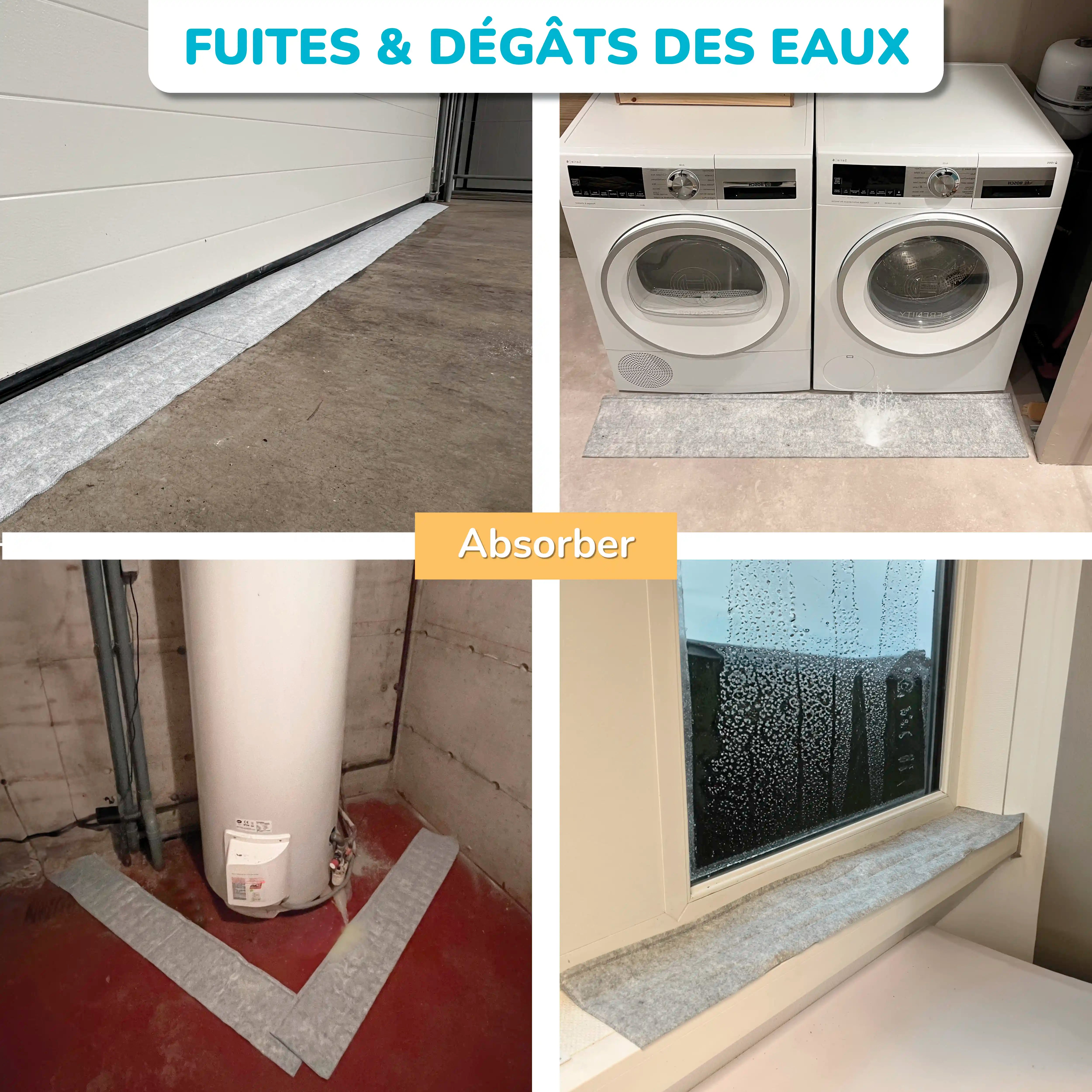 Boudin anti inondation | Barrière absorbante contre les fuites et dégâts des eaux