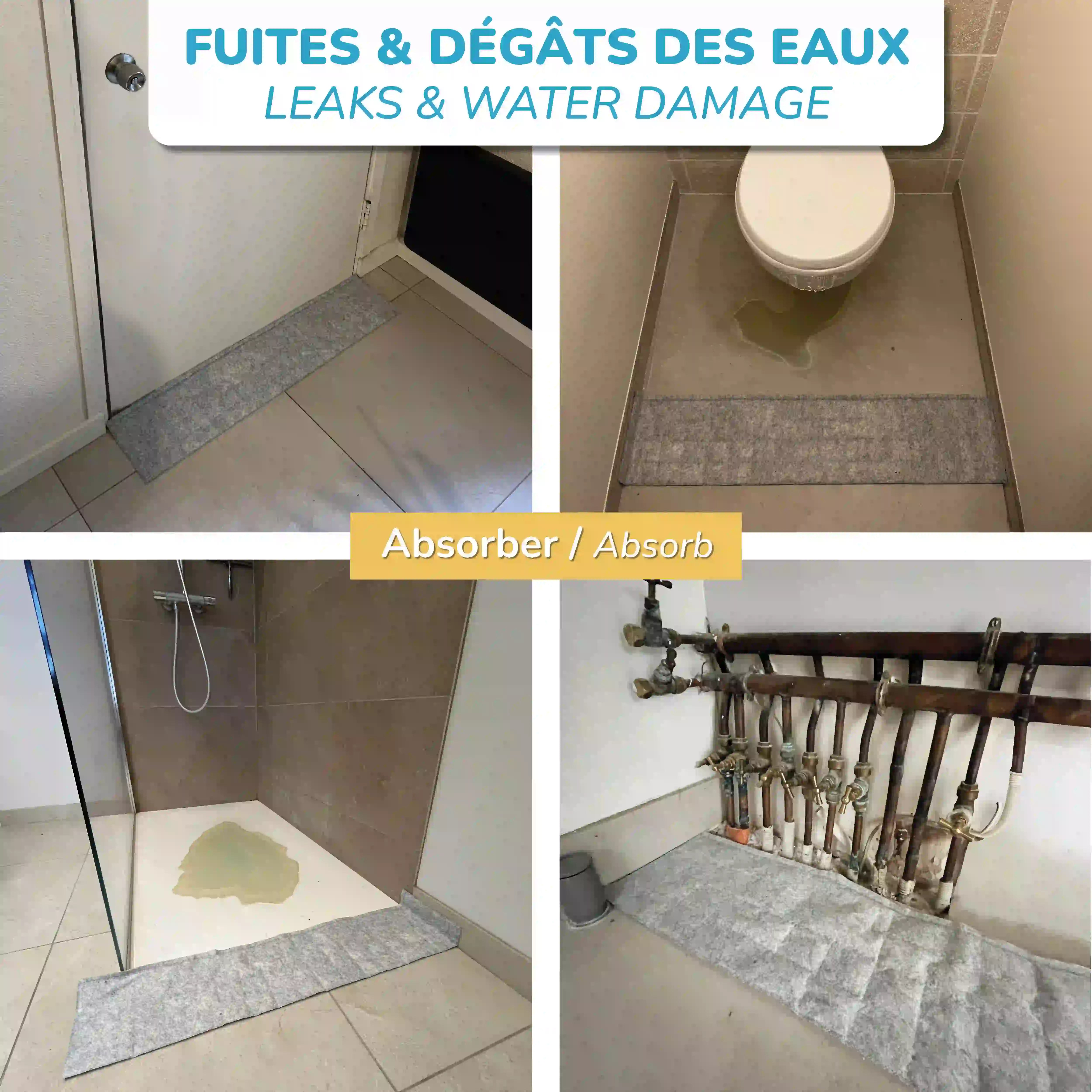 Boudin anti inondation | Barrière absorbante contre les fuites et dégâts des eaux
