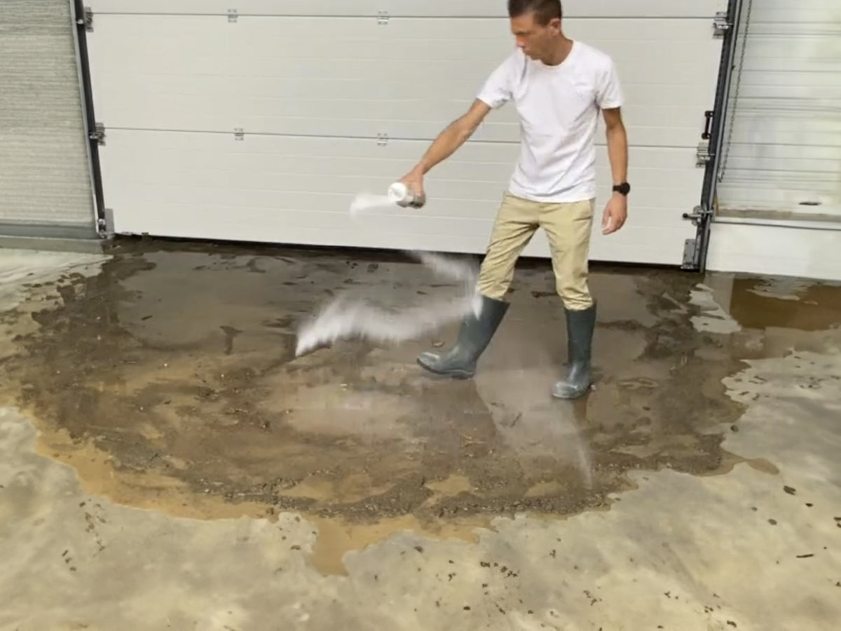 Assèchement et solidification d'eau boueuse avec une inondation